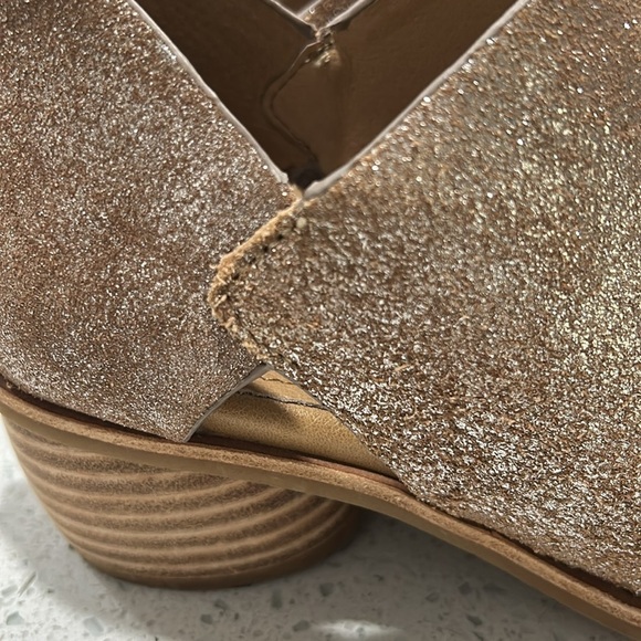 SOFFT Carleigh Metallic Tan Leather Peep Toe Block Heel Shootie Sandals - 8 - Picture 8 of 11